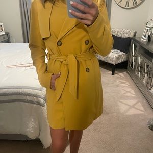 Yellow long pea coat
